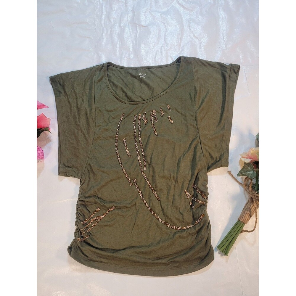 ANA Beaded baggy sleeve Top Olive Green Size S